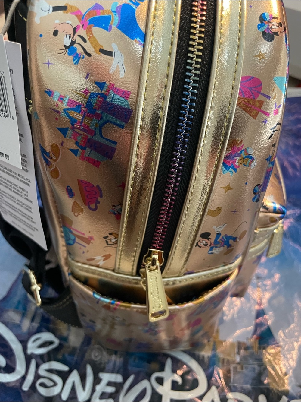 Loungefly Disney Parks Rose Gold 70th Anniversary Mickey & Friends Mini Backpack - Picture 4 of 7
